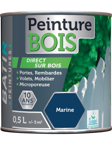 Peinture Bois 0.5 litre marine - BATIR
