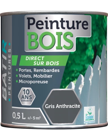 Peinture BATIR Bois 0.5 Litre gris anthracite - BATIR