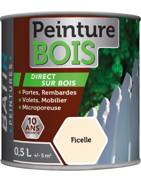 Peinture Bois 0.5 litre ficelle - BATIR
