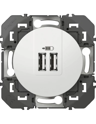 Prise Double Chargeur Usb Type A Composable Dooxie Legrand - Blanc