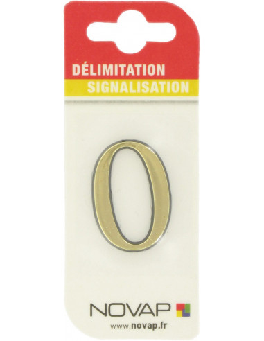 Chiffre Adhésif Or 0 Chiffre adhésif relief doré pour signalétique - Novap