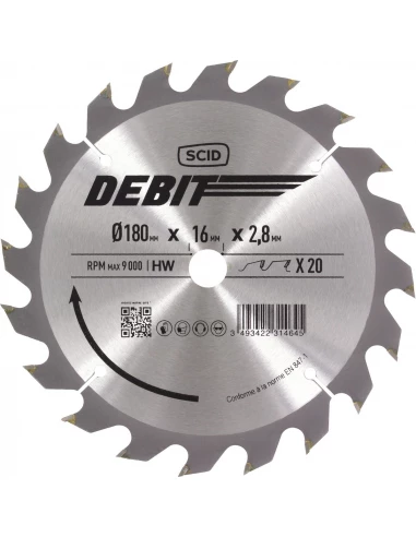 Lame au carbure pour scie circulaire ø 180 mm 20 16 2,8