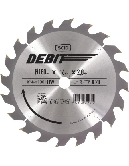 Lame au carbure pour scie circulaire ø 180 mm 20 16 2,8