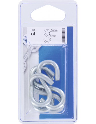 Crochet Esse Égale Acier Galvanisé Ouverture 5.0mm - Lot de 4 Chapuis