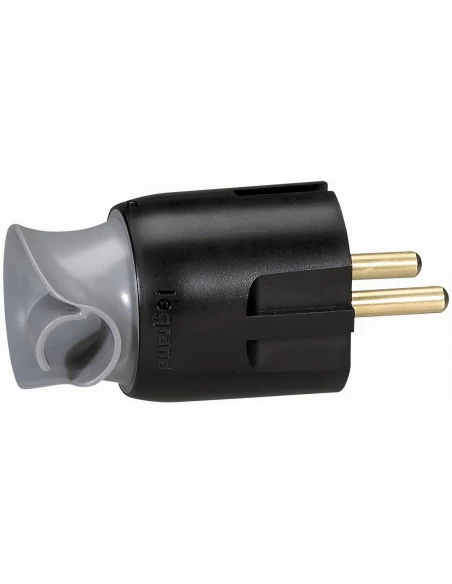 Fiche plastique à orientation du cable 2p+t 16 a male noir