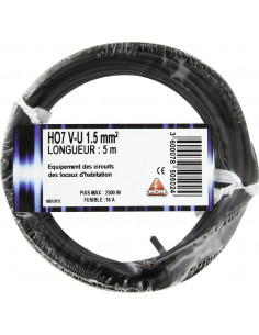 Fil électrique H07 v-u 1,5 mm²  5 noir - 3600078505024 - Dhome - 850502