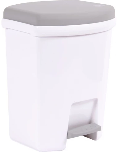 Poubelle 27 l à pédale blanc et gris béton