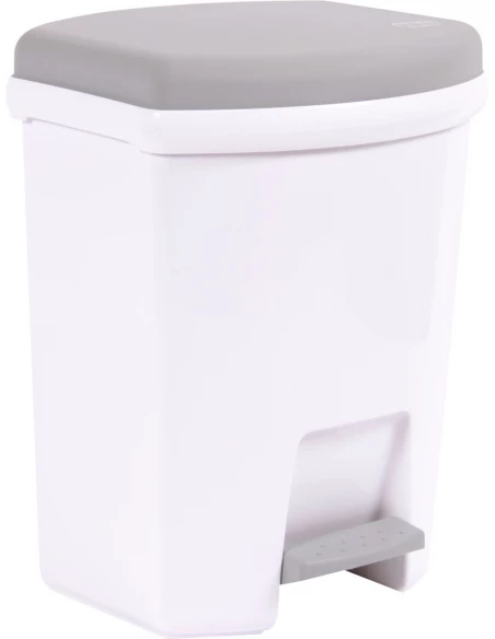 Poubelle 27 l à pédale blanc et gris béton