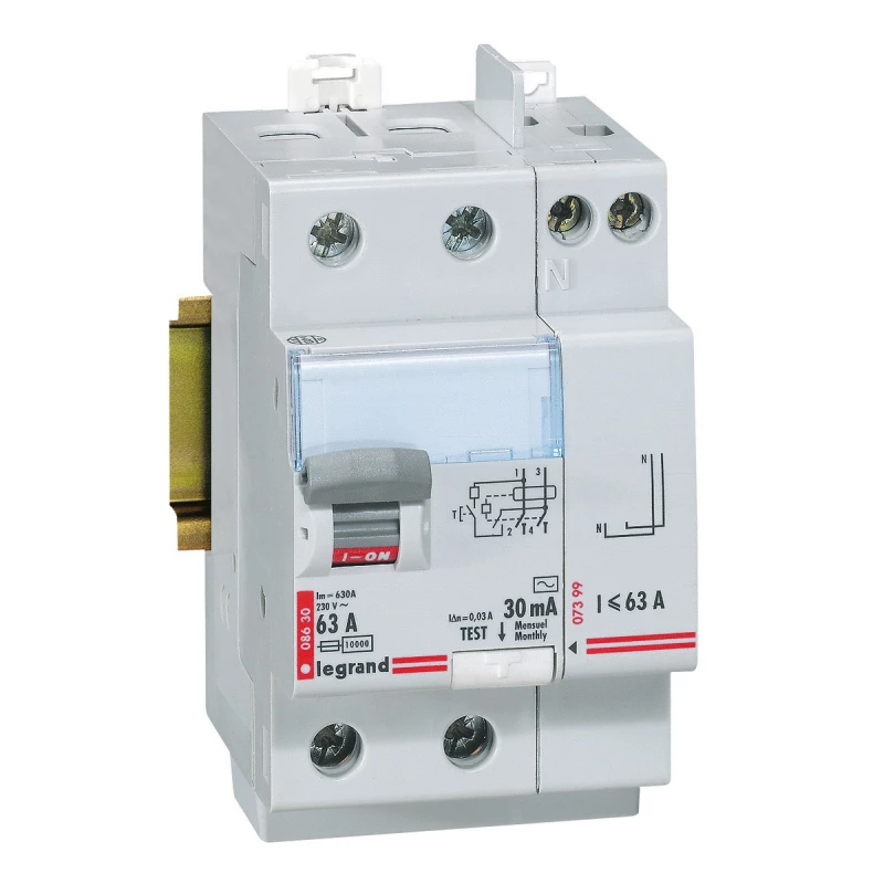 Interrupteur différentiel bipolaire - type ac bg arrivée haut, départ bas 63