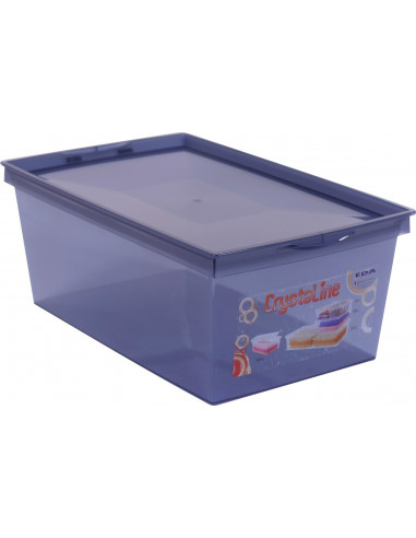 Boîte de rangement plastique crystaline 34,3 x 21 x 13,2 bleu profond 6 l
