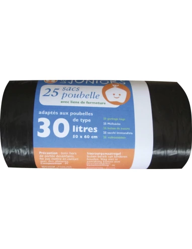 Sac poubelle à liens traditionnel 30 25 ep 21 µm