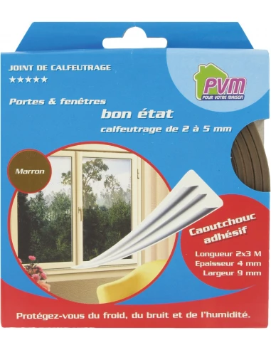 Joint caoutchouc profil e 6m 9mm marron