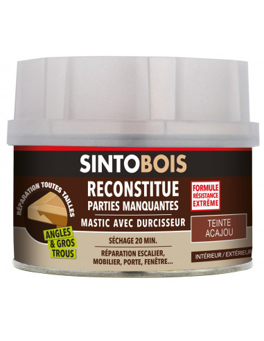 Sintobois mastic à bois avec durcisseur boîte 170 ml / 190 g acajou