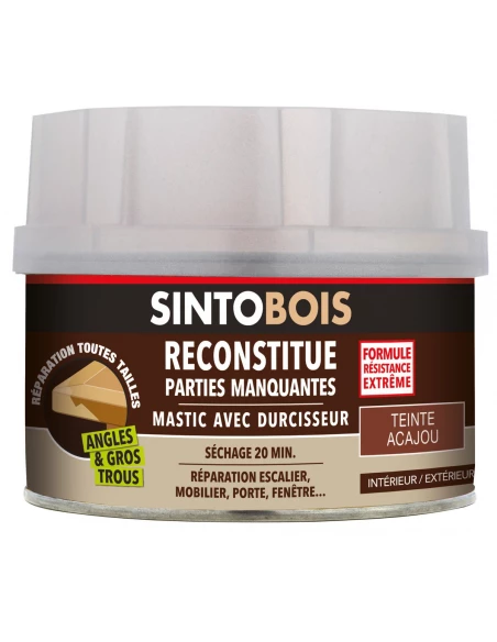 Sintobois mastic à bois avec durcisseur boîte 170 ml / 190 g acajou