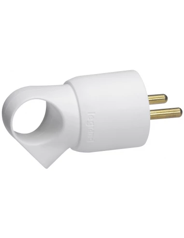 Fiche plastique avec anneau 2p+t 16 a male blanc