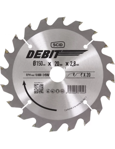 Lame au carbure pour scie circulaire ø 150 mm 20 20 2,8