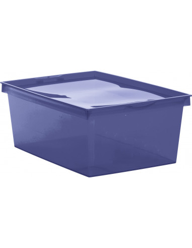 Boîte de rangement plastique crystaline 41,8 x 35 x 18,7 bleu profond 18 l