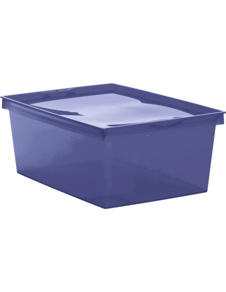Boîte de rangement plastique crystaline 41,8 x 35 x 18,7 bleu profond 18 l