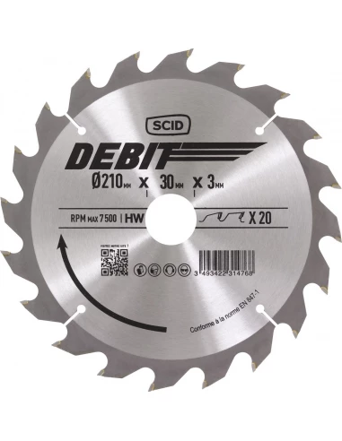 Lame au carbure pour scie circulaire ø 210 mm 20 30 3
