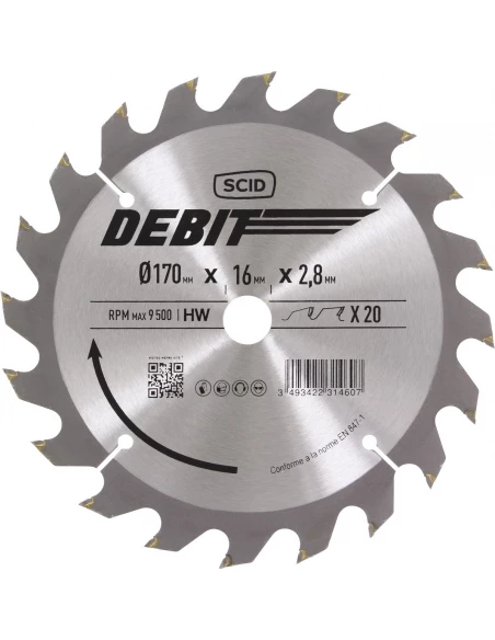 Lame au carbure pour scie circulaire ø 170 mm 20 16 2,8