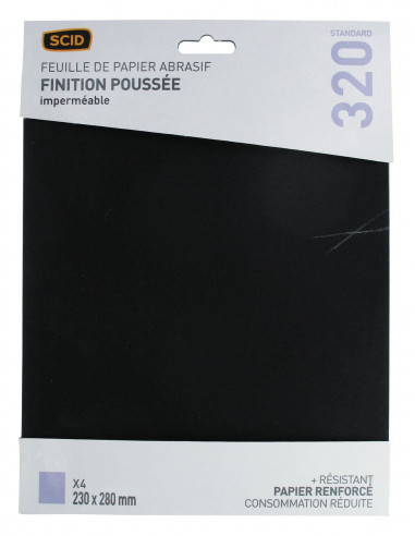 Feuille Abrasive SCID Grain 320 Humide Ponçage fin, imperméable et durable - SCID