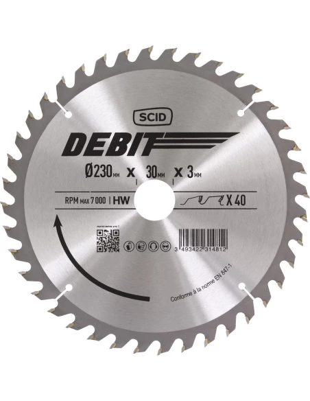 Lame au carbure pour scie circulaire ø 230 mm 40 30 3