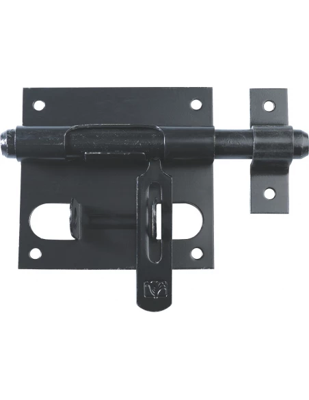 Verrou de box avec porte cadenas diamêtre 14mm gache noir - TORBEL