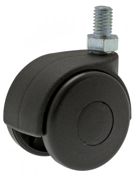 Roulette twiny noire à tige filetée pivotante 50 x 40 25