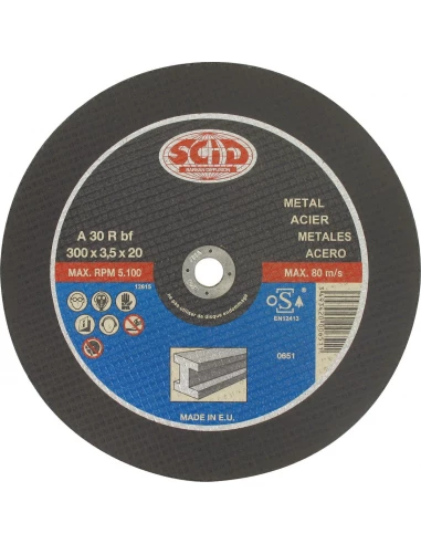 Disque abrasif à moyeu plat machine élec chantier désignation métaux ø x ep (mm) 355 x 3,5 alésage (mm) 25,4