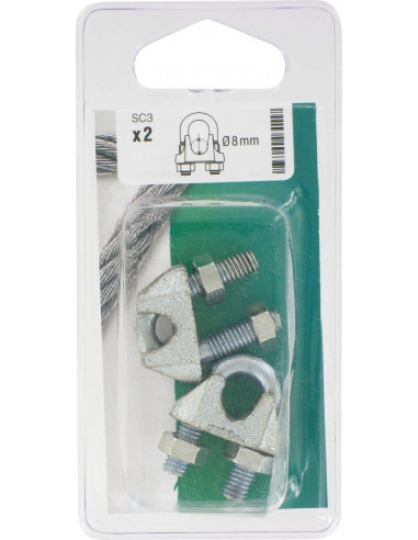Serre-câble étrier 8mm Fixation robuste pour câbles métalliques - DECO