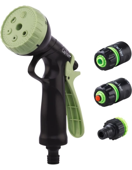 Kit pistolet d'arrosage à pomme abs et raccord 15 6 positions