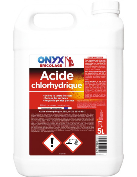 Acide Chlorhydrique 23% Nettoyant puissant et décapant industriel - Onyx