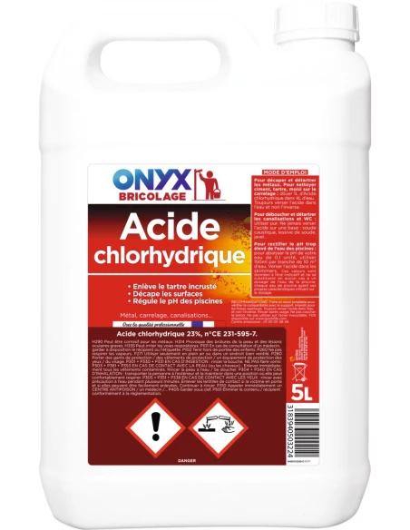 Acide chlorydrique 23 % bidon 5 litres - ONYX