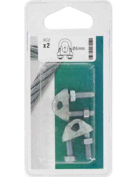Serre-cable à étrier acier 6mm - 2 pièces