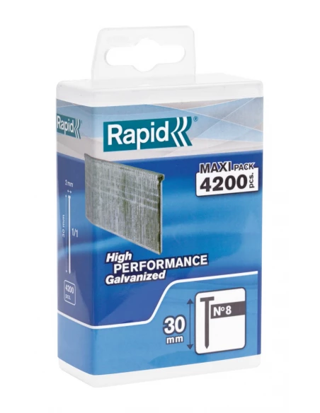Pointes avec tête n°8, 30mm galva 4200 pièces - RAPID