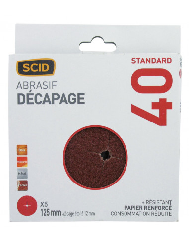 Disque Abrasif SCID G40 125mm Corindon G40, Diamètre 125mm, Lot de 5 - SCID
