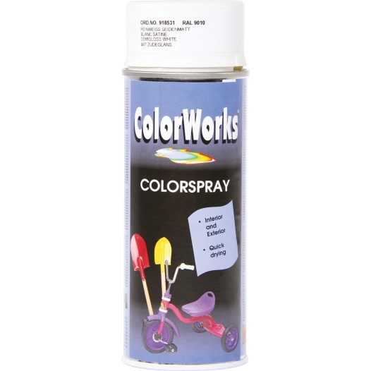 Peinture satinée aérosol 400ml blanc - COLORWORKS