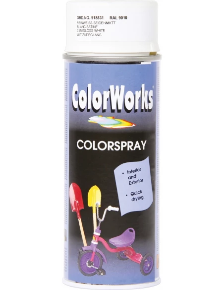 Peinture satinée aérosol 400ml blanc - COLORWORKS