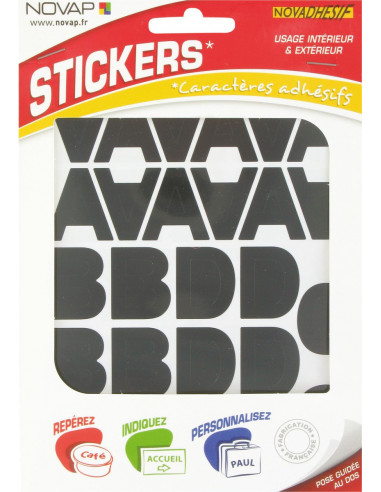 Lettres Adhésives 30mm Novap Adhérence forte, lisibilité parfaite - Novap