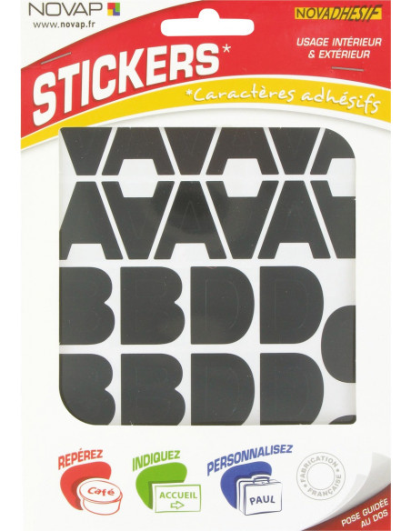 Lettres Adhésives 30mm Novap Adhérence forte, lisibilité parfaite - Novap
