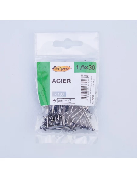 pointe acier tp 1,6x30 /100