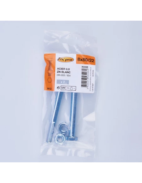 boulon th 8.8 az m 8x80 /2