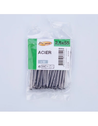 pointe acier tp 2,5x55 /50