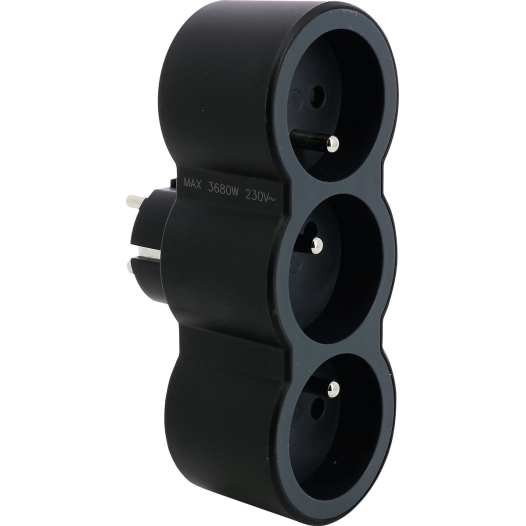 Multiprise 3 prises frontales noir et gris foncé - LEGRAND