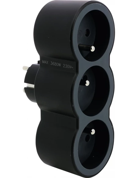 Multiprise 3 prises frontales noir et gris foncé - LEGRAND