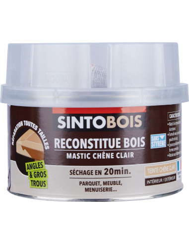 Sintobois mastic à bois avec durcisseur boîte 170 ml / 190 g chêne clair