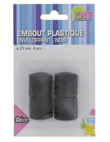 Embout enveloppant plastique noir 25 ø mm 4 pce(s)