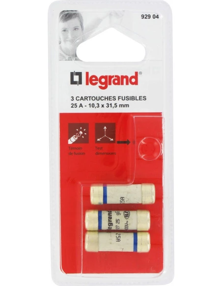 3 Fusibles À Voyant Legrand 92904 - 10,3 X 31,5 - 25a