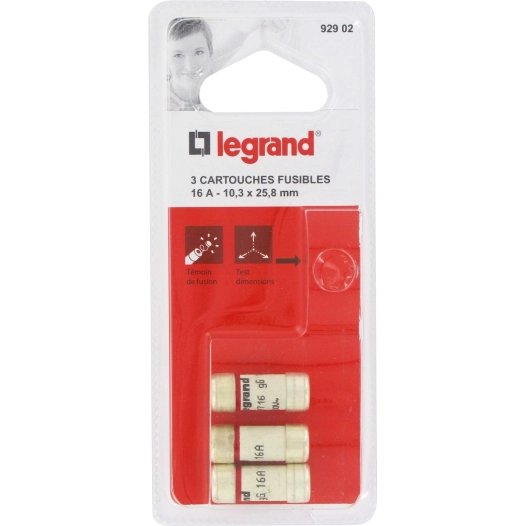 Cartouche domestique à voyant avec témoin de fusion 16 25,8 x 10,3 3