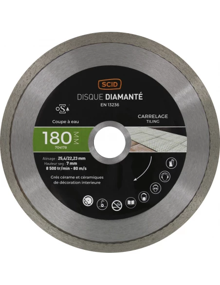 Disque carreleur haut de gamme 180 25,4/22,23